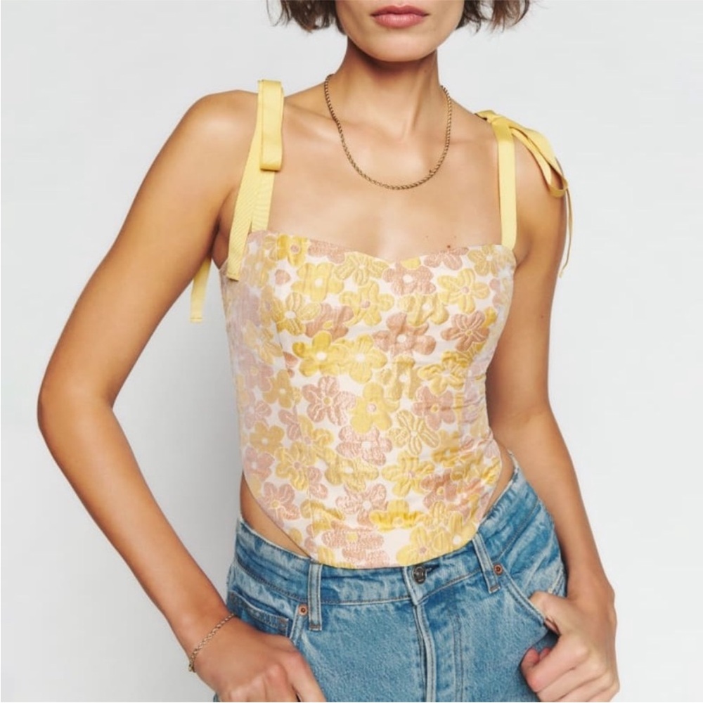 Reformation Yellow Floral Tank Top